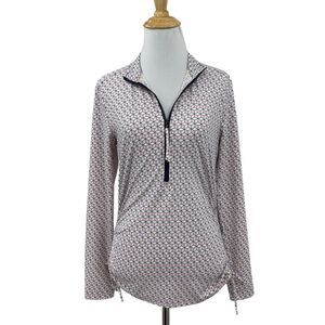 Carve Designs Top Womens S Small Purple Half Zip Geo Print Ruched Side Sun Shirt